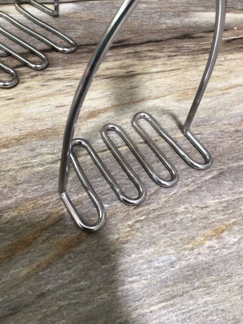 Vintage Green Handle Potato Mashers Set of 2 Stainless Steel Kitchen Utensils.